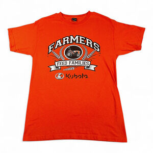 Kubota Shirt Adult MEDIUM Orange Farmers Feed Families Outdoor Tractor Equipment